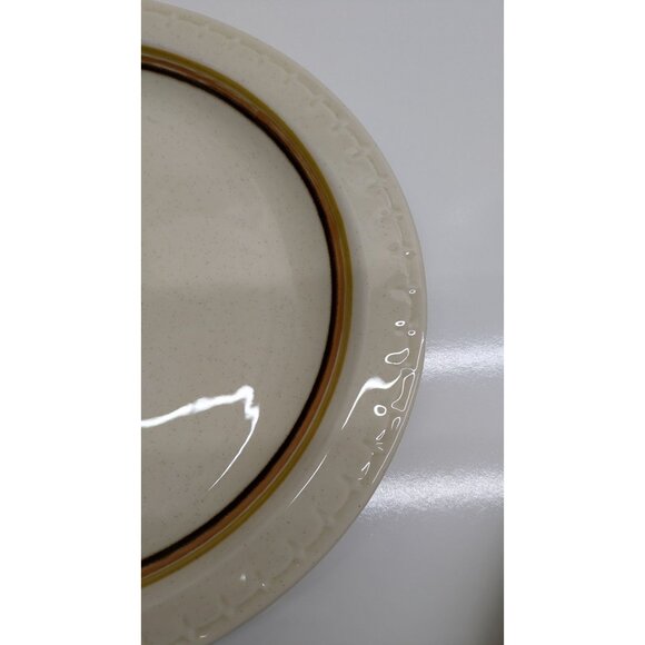 Syracuse China Oval Dinner Plate Speckled Cream Orange Brown Trim Vintage USA - Picture 2 of 10